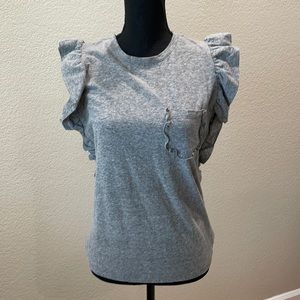 Grey Ruffle Pocket Tee